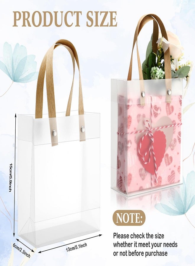 Qilery 50 Pcs Clear Frosted Gift Bags with Handles, 5. 9 x 5. 1 x 2. 36 Inches Small Plastic Frosted Bags Reusable Transparent Goodie Gift Wrap for Wedding Boutique Event Birthday Party Favors - Image 2